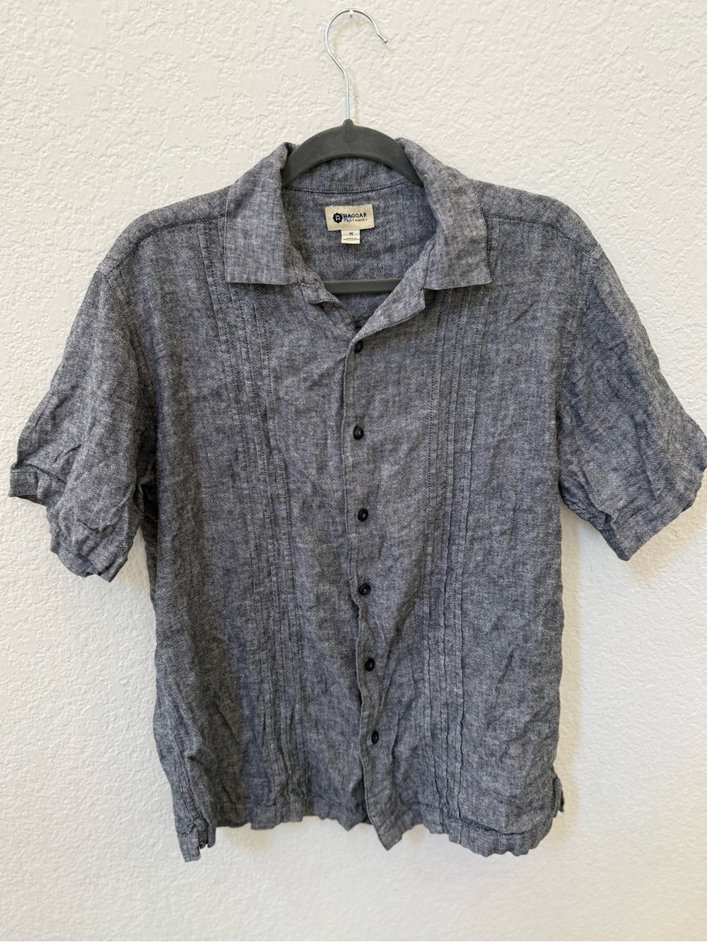 Haggar Men's Short-Sleeve Button-Down Shirt in Gray